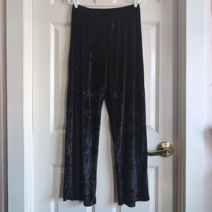 Vintage black crushed velvet stretchy wide leg pants